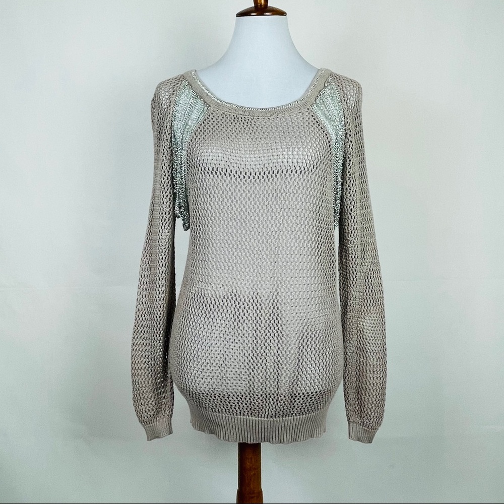 Chelsea & Violet open knit metallic detail top M